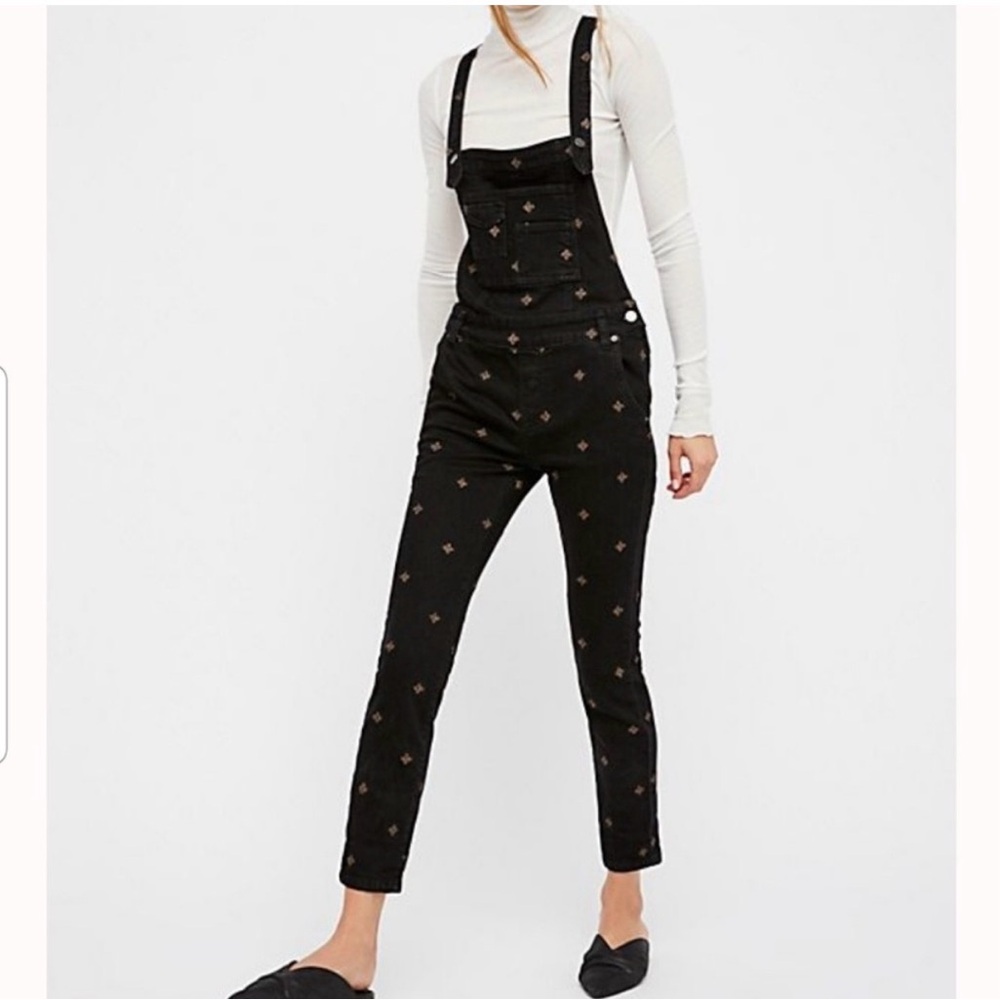 Free People Embroidered Overalls 24